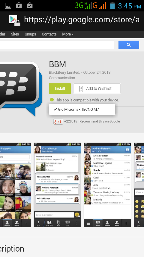 Now Pinging With BBM on Tecno M7