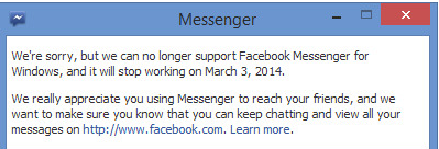 Facebook Messenger for Windows To Stop Working on March 3