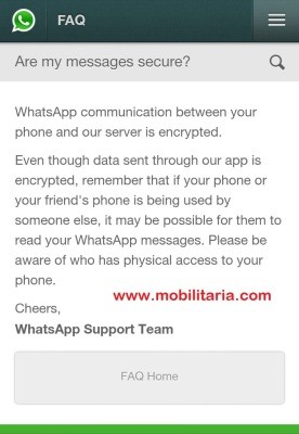 WhatsApp affirming their 'data encryption' status