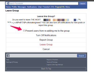 leave Facebook group
