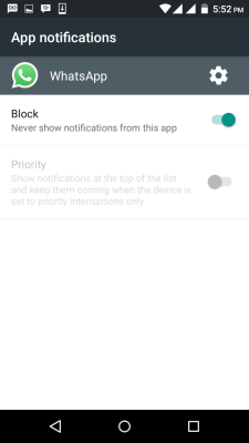 whatsapp notifications block settings