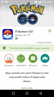 pokemon go is not available in your country