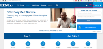 sign in to dstv self service