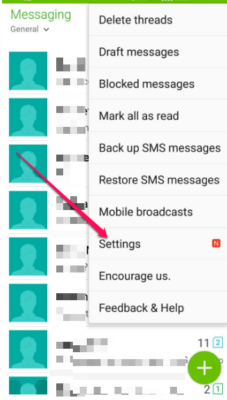 Asus Zenfone Message (SMS) Settings